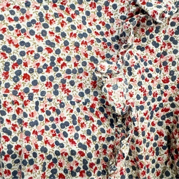 J. Crew Mercantile | Floral Print Ruffle Blouse Boxy Size 4 - Picture 3 of 5